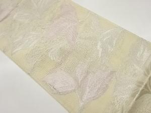 紗 葉模様織出し袋帯